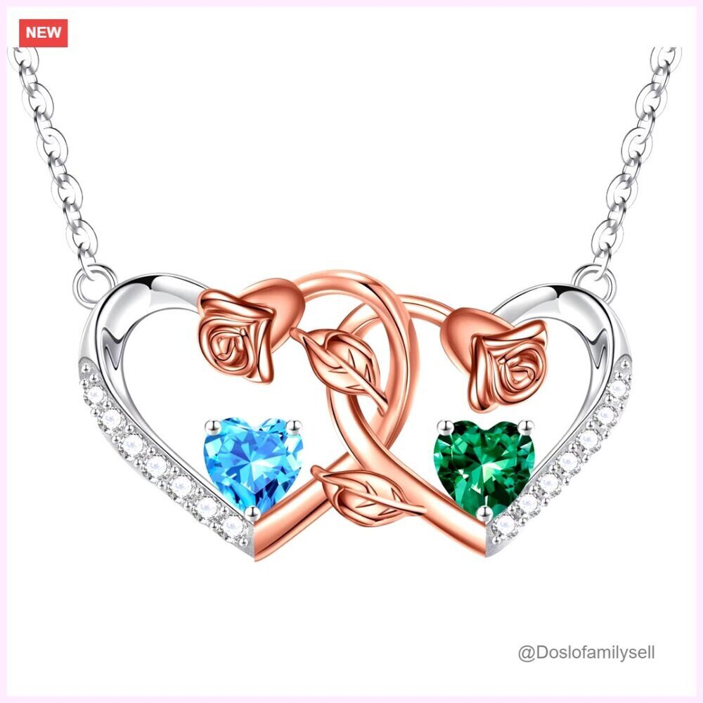 Sterling Silver Double Heart Pendant Necklace Elegant Minimal Chic Gift